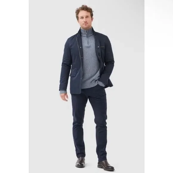 Rodd & Gunn Merrick Bay 1/4 Zip Cotton Sweater in Indigo Size XL - Picture 2 of 12